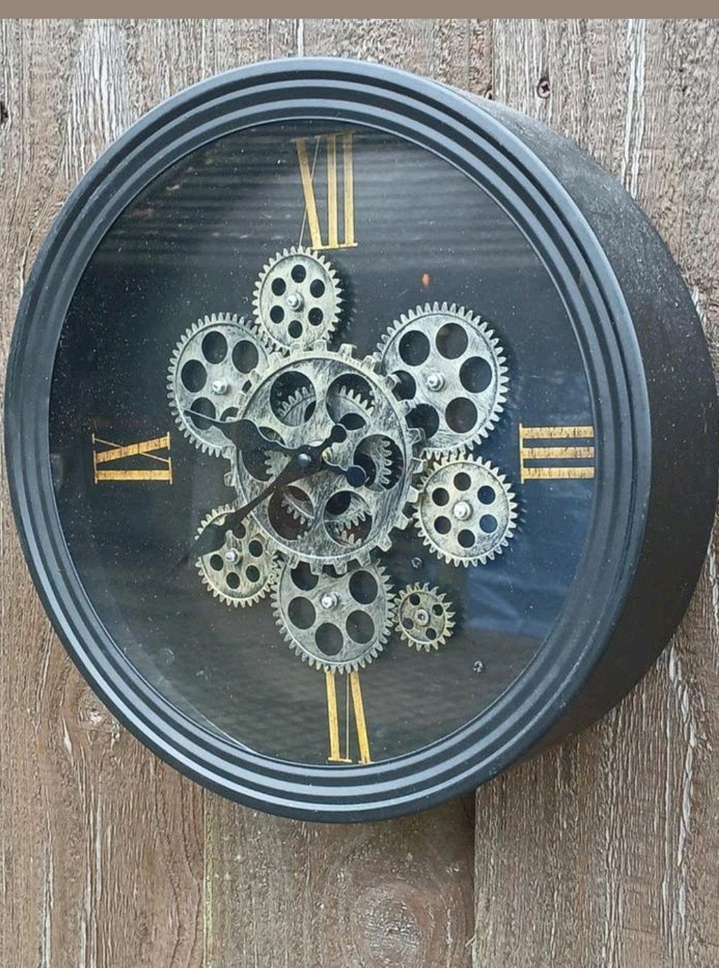 Wandklok met tandwielen - Industriële stijl, Antiek en Kunst, Antiek | Klokken, Ophalen of Verzenden