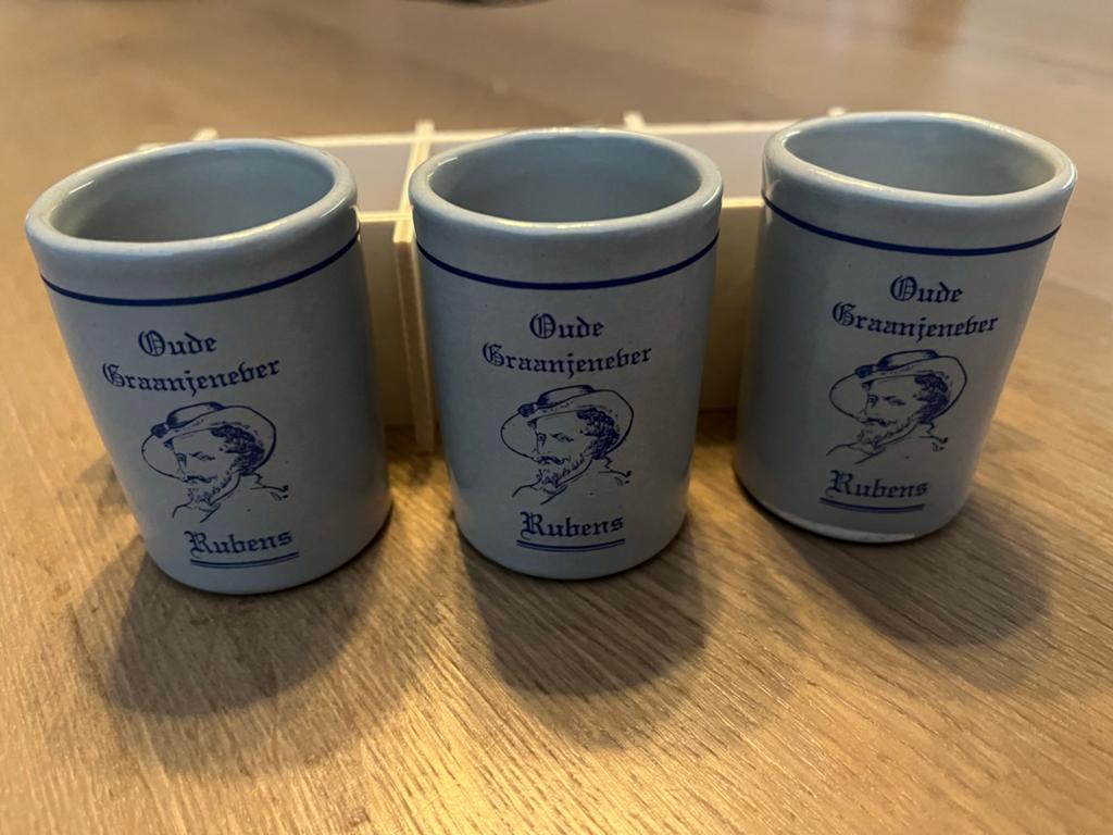 Set van 3 Oude Graanjenever Rubens borrelglaasjes, Verzamelen, Glas en Borrelglaasjes, Ophalen of Verzenden, Nieuw, Borrel- of Shotglas
