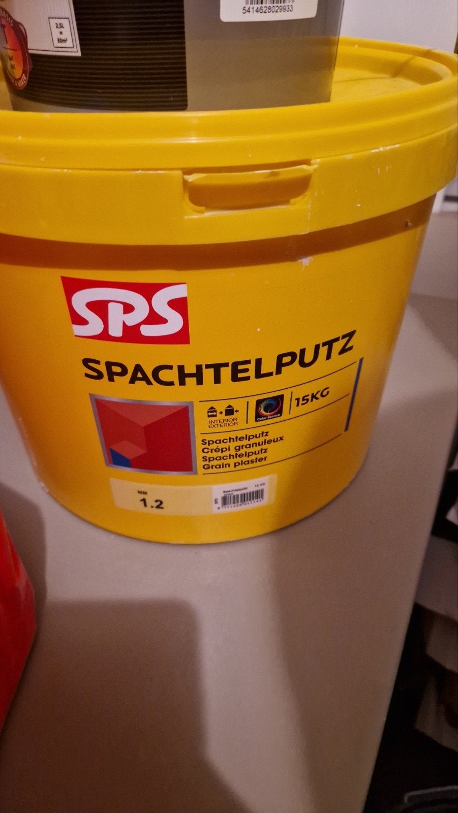SPS Spachtelputz- Halfvolle emmer, Doe-het-zelf en Verbouw, Ophalen, Gebruikt