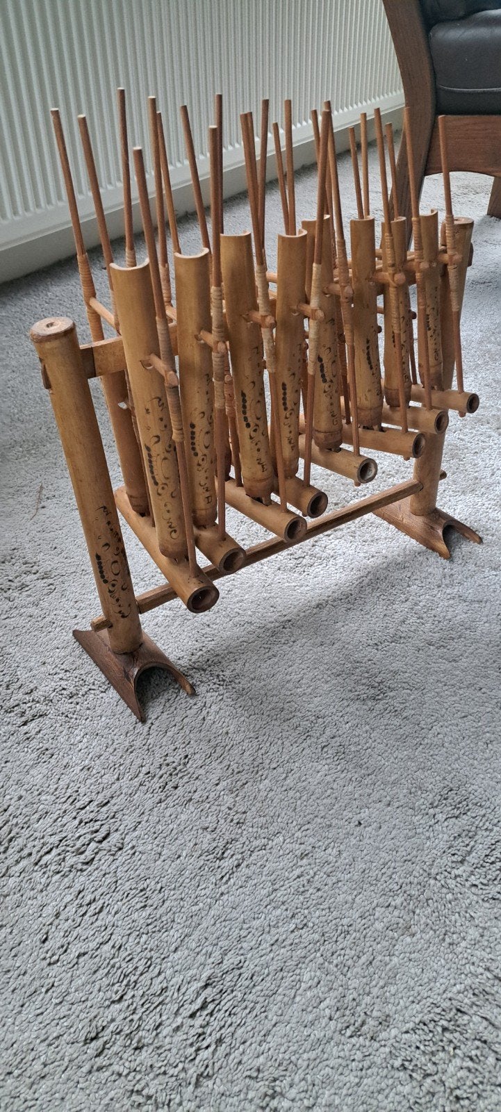 Uniek Indonesisch Angklung Bamboe Instrument - Handgemaakt, Ophalen, Gebruikt, Overige soorten