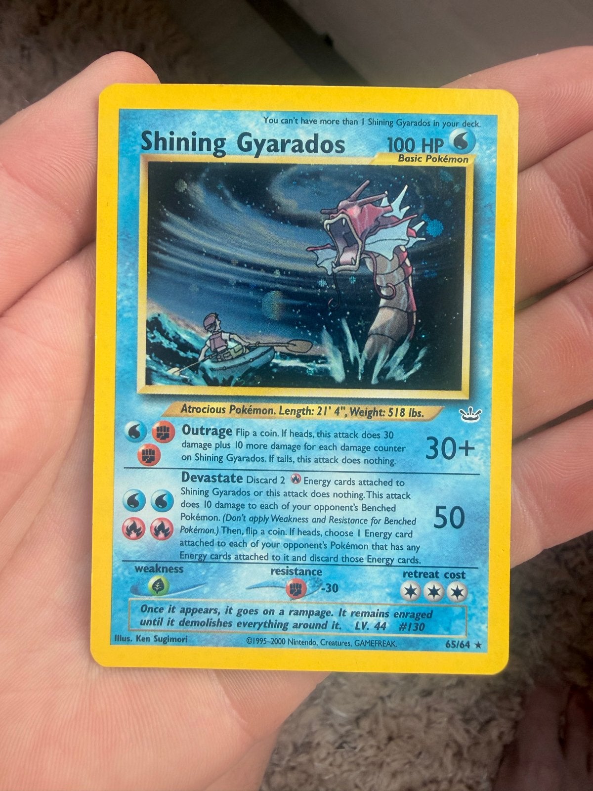 Shining Gyarados Pokémon Kaart - Neo Revelation 65/64, Hobby en Vrije tijd, Verzamelkaartspellen | Pokémon, Ophalen, Gebruikt