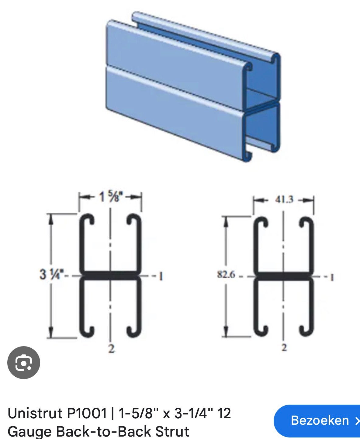 Unistrut rail dubbel P1001 gegalvaniseerd diverse lengtes, Ophalen of Verzenden, Zo goed als nieuw, 250 mm of meer, Overige typen