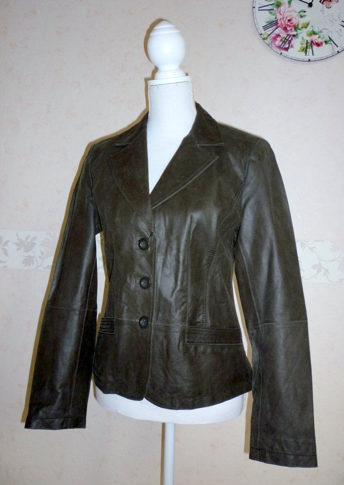 Bruine Leren / Leather Dames Jas (mt M), Ophalen of Verzenden, Nieuw, Maat 38/40 (M), Bruin