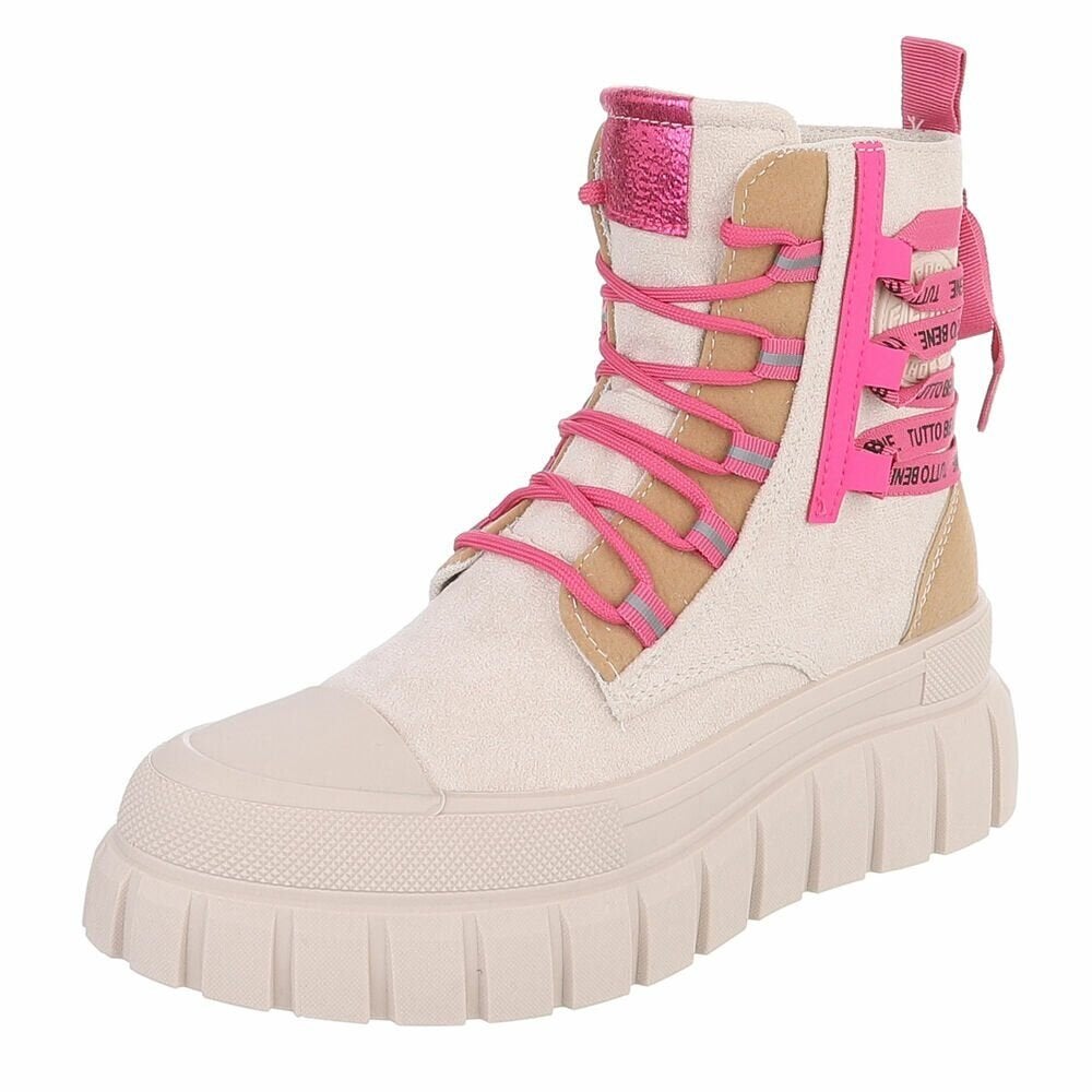 Dames veterboots laarzen beige roze 36 37 38 39 40 41, Info@lunamex.com, Lunamex Trading, Beige, Lage of Enkellaarzen