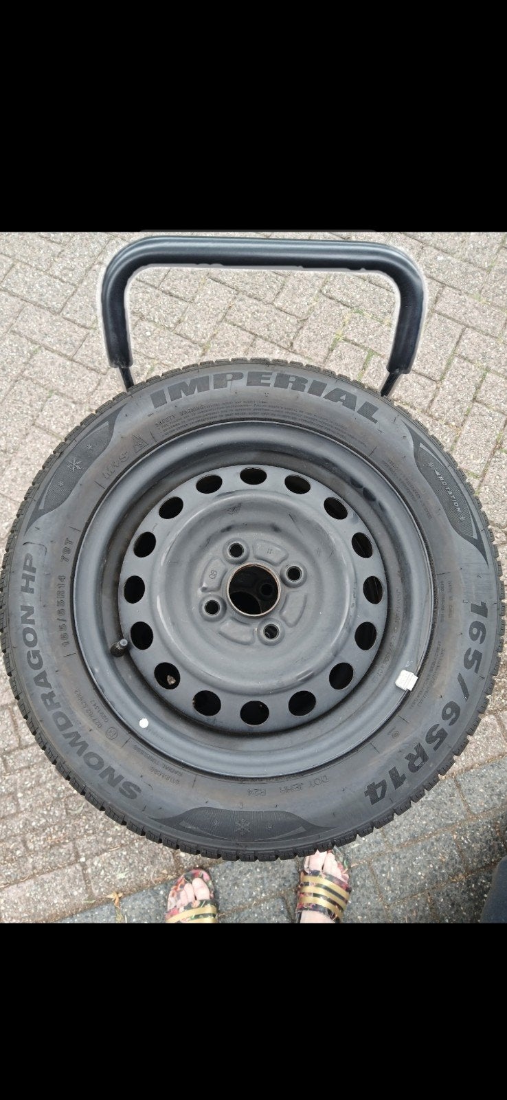Winterband op stalen velg - Imperial Snowdragon HP 165/65R14, Ophalen, Gebruikt