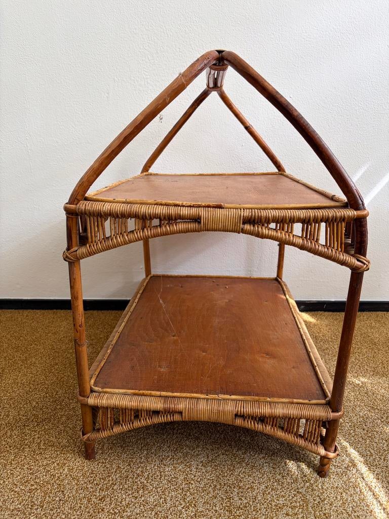 Rotan vintage serveertafel, Huis en Inrichting, Ophalen of Verzenden, Gebruikt