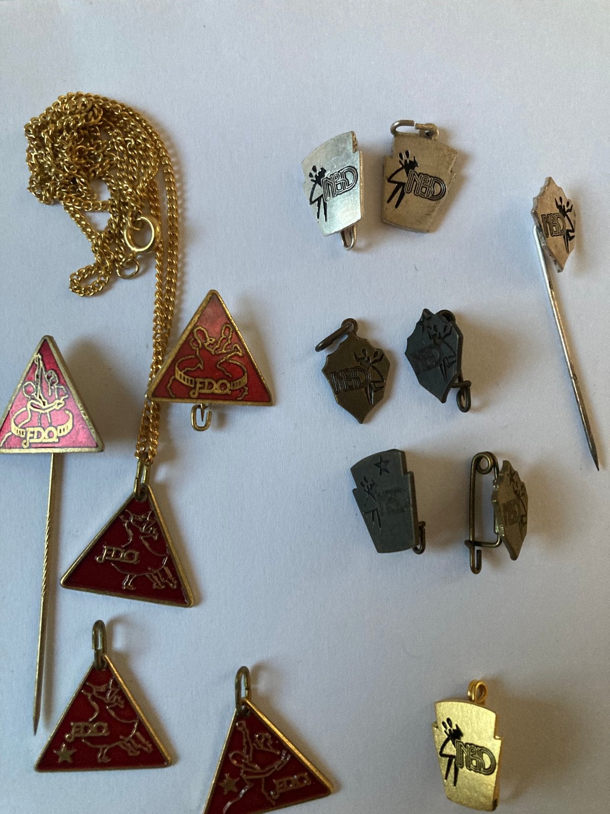 13 FDO en NBD speldjes, Ophalen of Verzenden, Zo goed als nieuw, Speldje of Pin