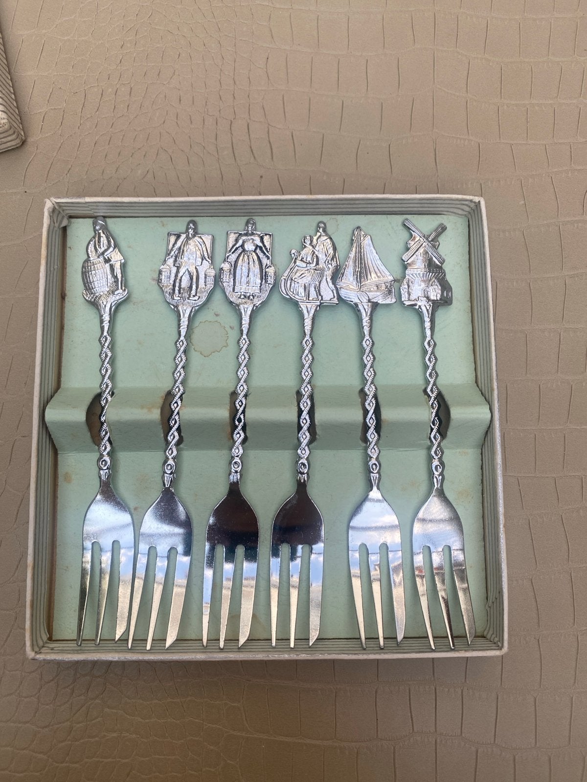 Set van 6 Nederlandse gebakvorkjes  met traditionele figuren, Ophalen of Verzenden