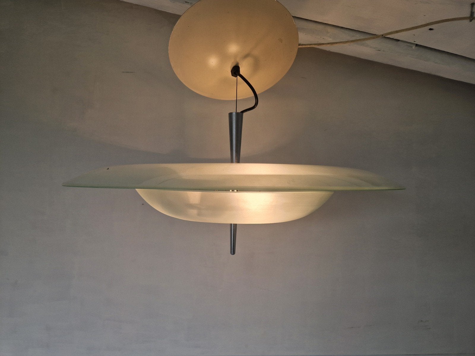 Oluce orbita lampen 2 stuks vintage design paolo michele, Ophalen, Oluce, Onbekend, Glas