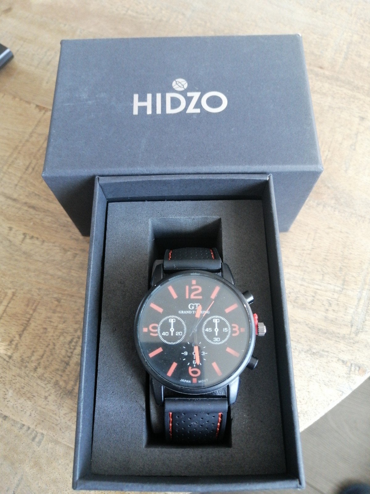 Hidzo GT Grand Touring Herenhorloge Zwart/Rood, Ophalen of Verzenden