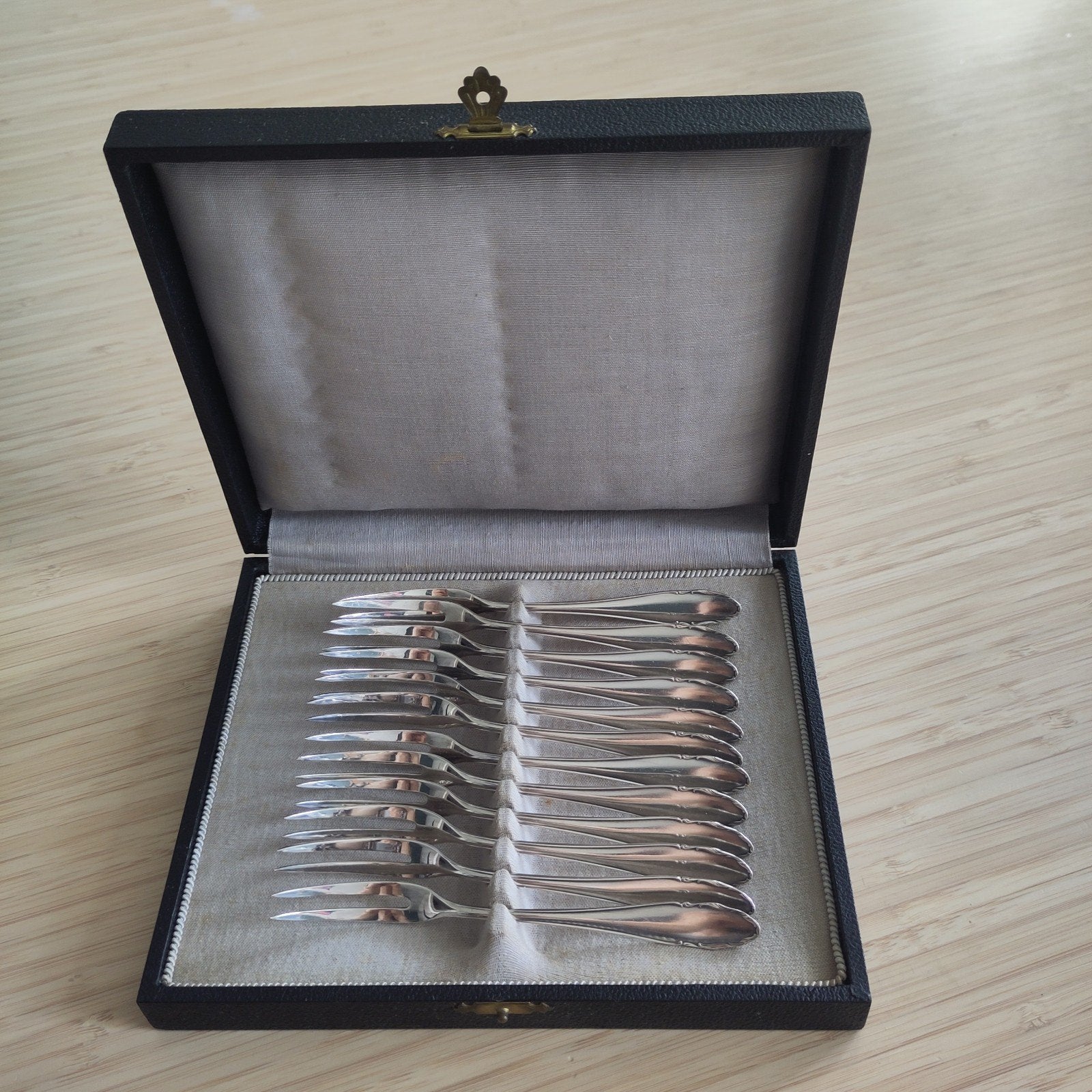 Vintage WMF 2200 set – 12x verzilverde vorkjes in doos, Ophalen