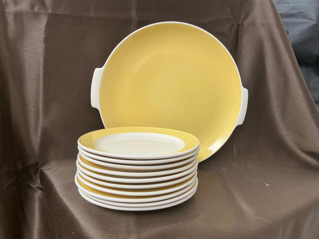 Villeroy & Boch Mettlach Geel Servies - Gebakstel  WD-026, Ophalen of Verzenden