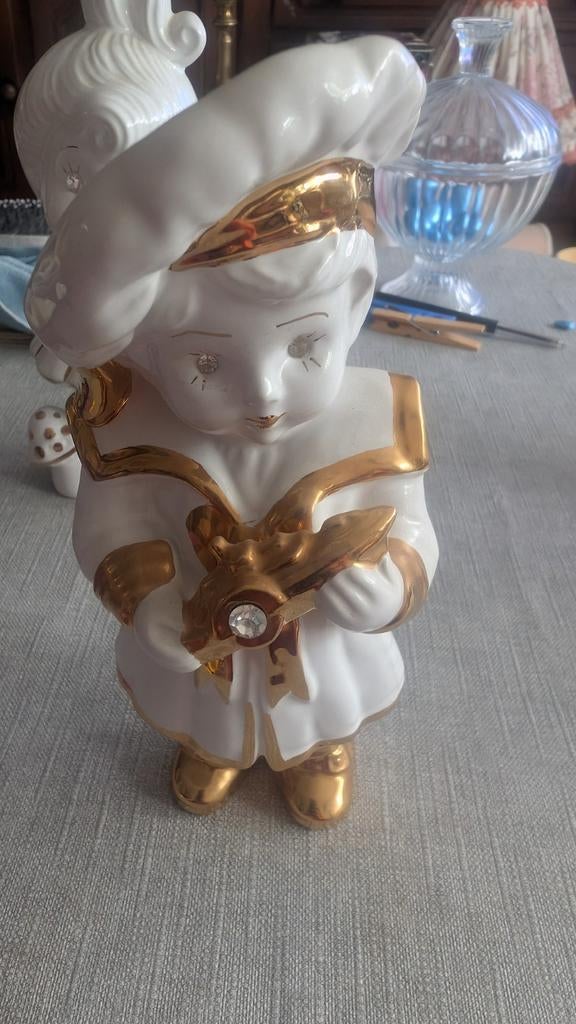 Bastiani beeldje - 22cm hoog - Wit met goud, Ophalen of Verzenden, Gebruikt, Mens
