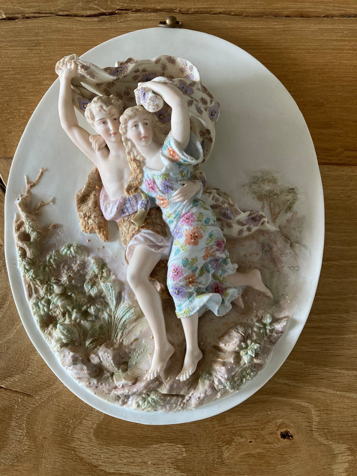 Biscuit Porseleinen Wanddecoratie -  romantisch tafereel, Ophalen
