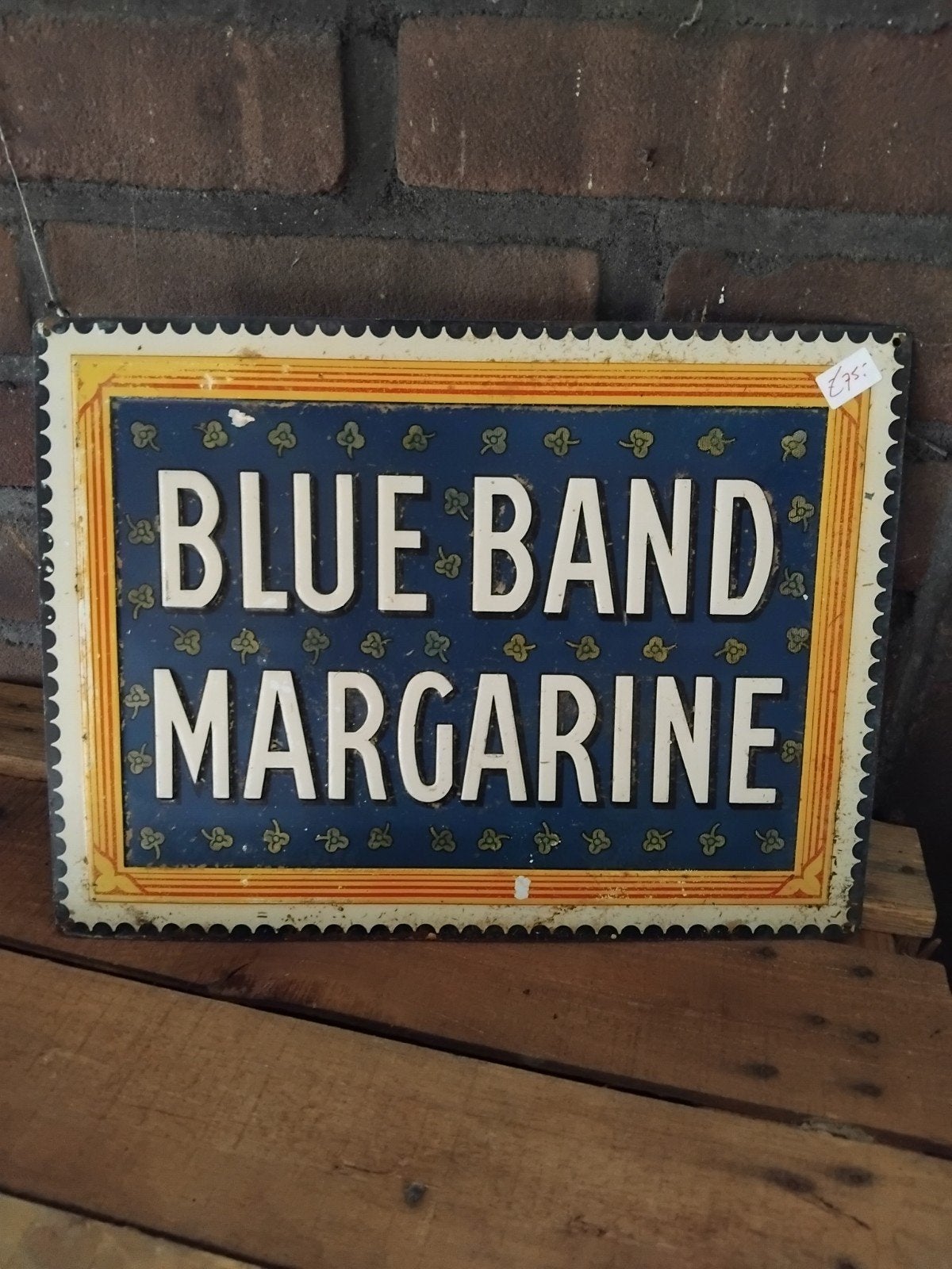 Stokoud blikken bordje Bleu Band., Ophalen of Verzenden, Reclamebord