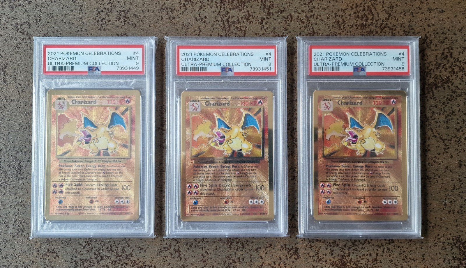 3x PSA 9 Metal Charizard (Cel BS 4) 2021 Celebrations 25th, Hobby en Vrije tijd, Verzamelkaartspellen | Pokémon, Ophalen of Verzenden