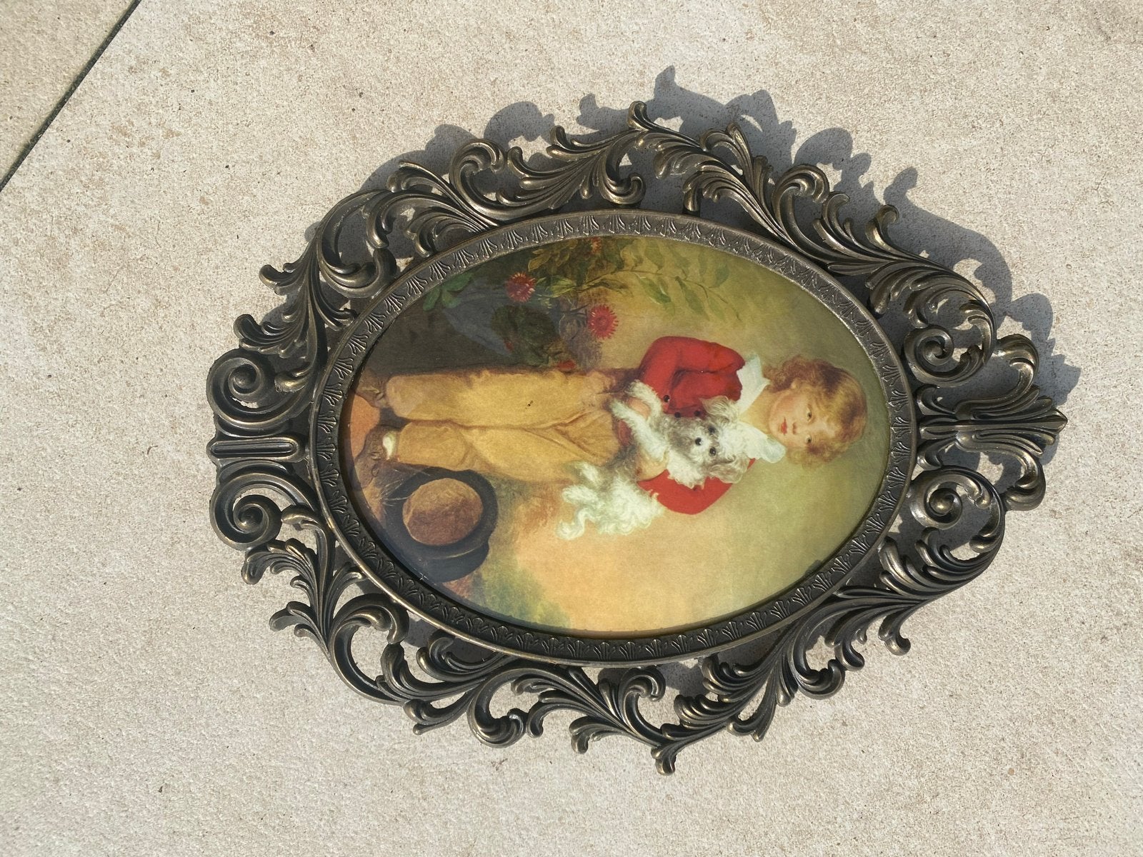 Antieke lijst met schilderij van jongen en hond, Ophalen