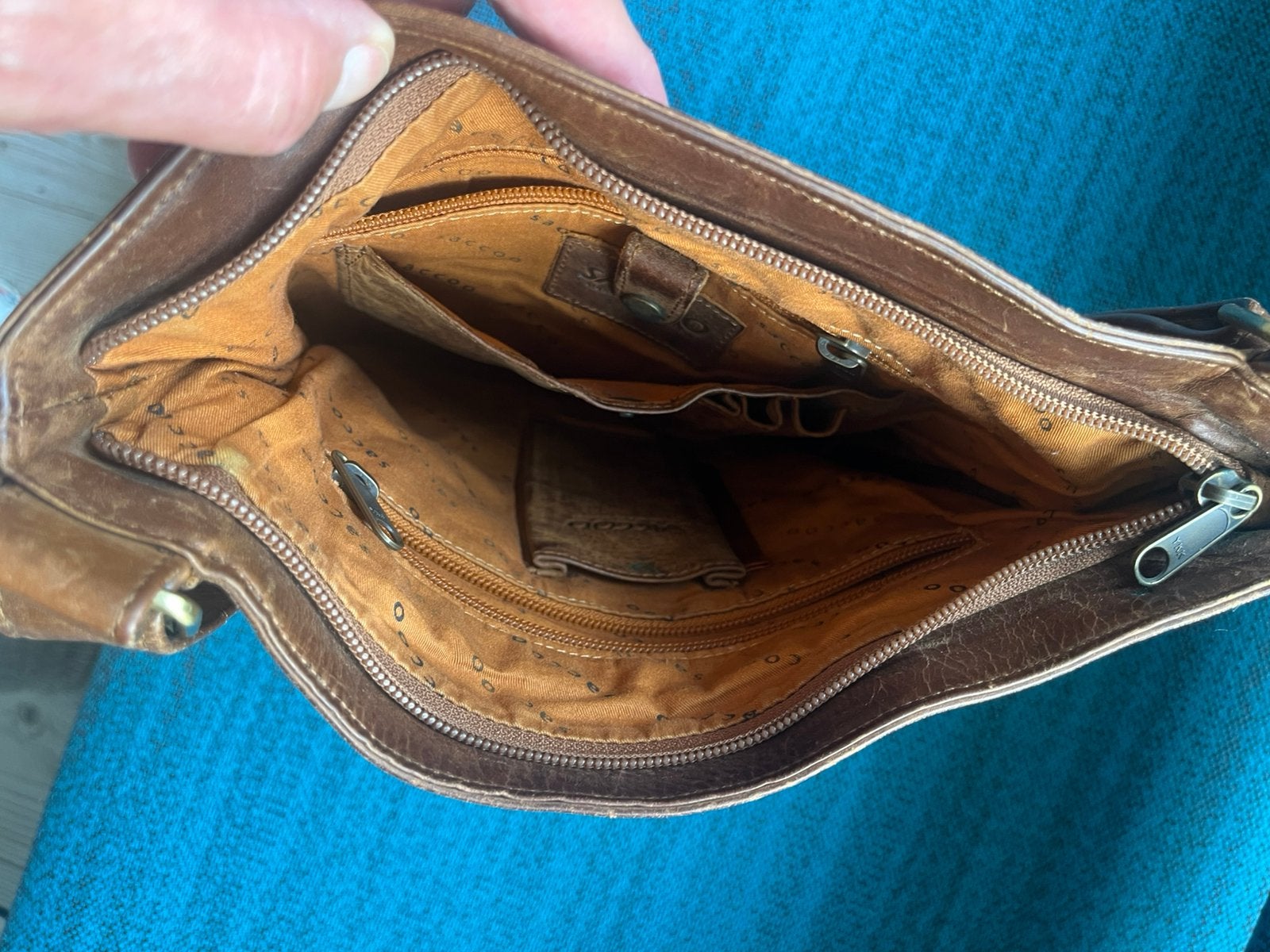 Leren tas sacco, Overige merken, Gebruikt, Bruin, Ophalen of Verzenden