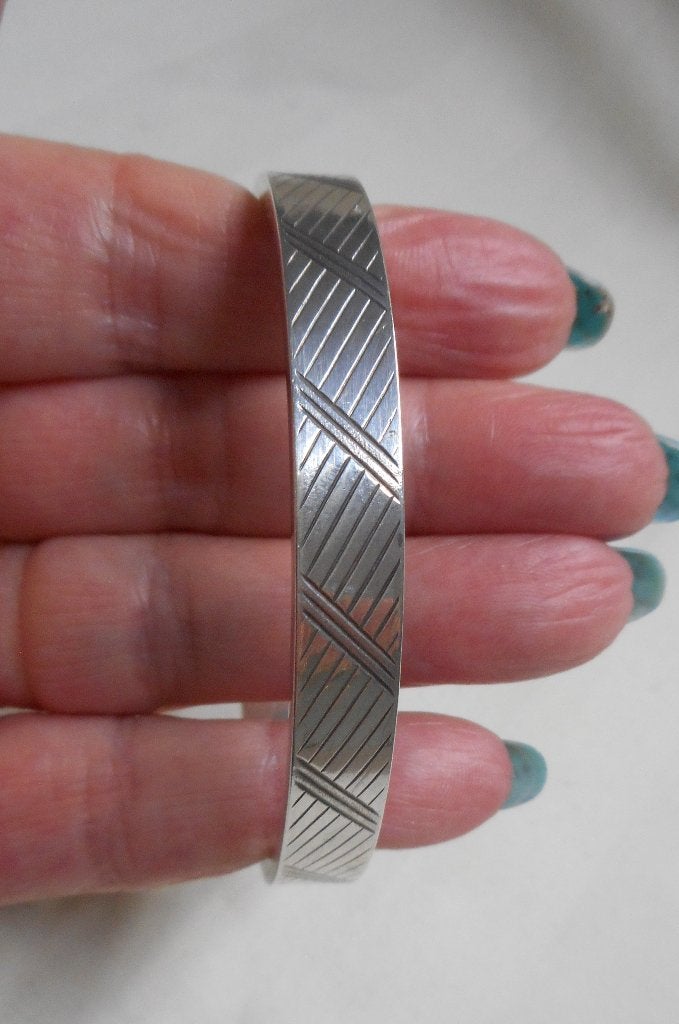 Zilveren gedecoreerde vintage slavenarmband nr.1290, Sieraden, Tassen en Uiterlijk, Verzenden, Zo goed als nieuw, Zilver, Zilver