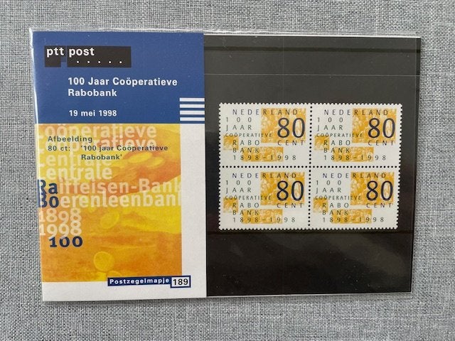 Postzegelmapje PZM189 Rabobank 1998 Postfris, Ophalen of Verzenden, Postfris, Overige thema's