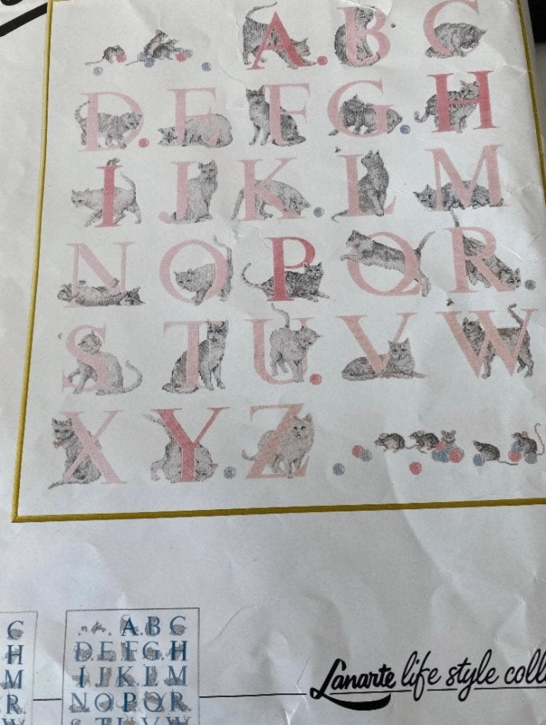 BORDUURPAKKET LANARTE CATS ZELDZAAM, Verzenden, Zo goed als nieuw, Handborduren, Borduurpakket
