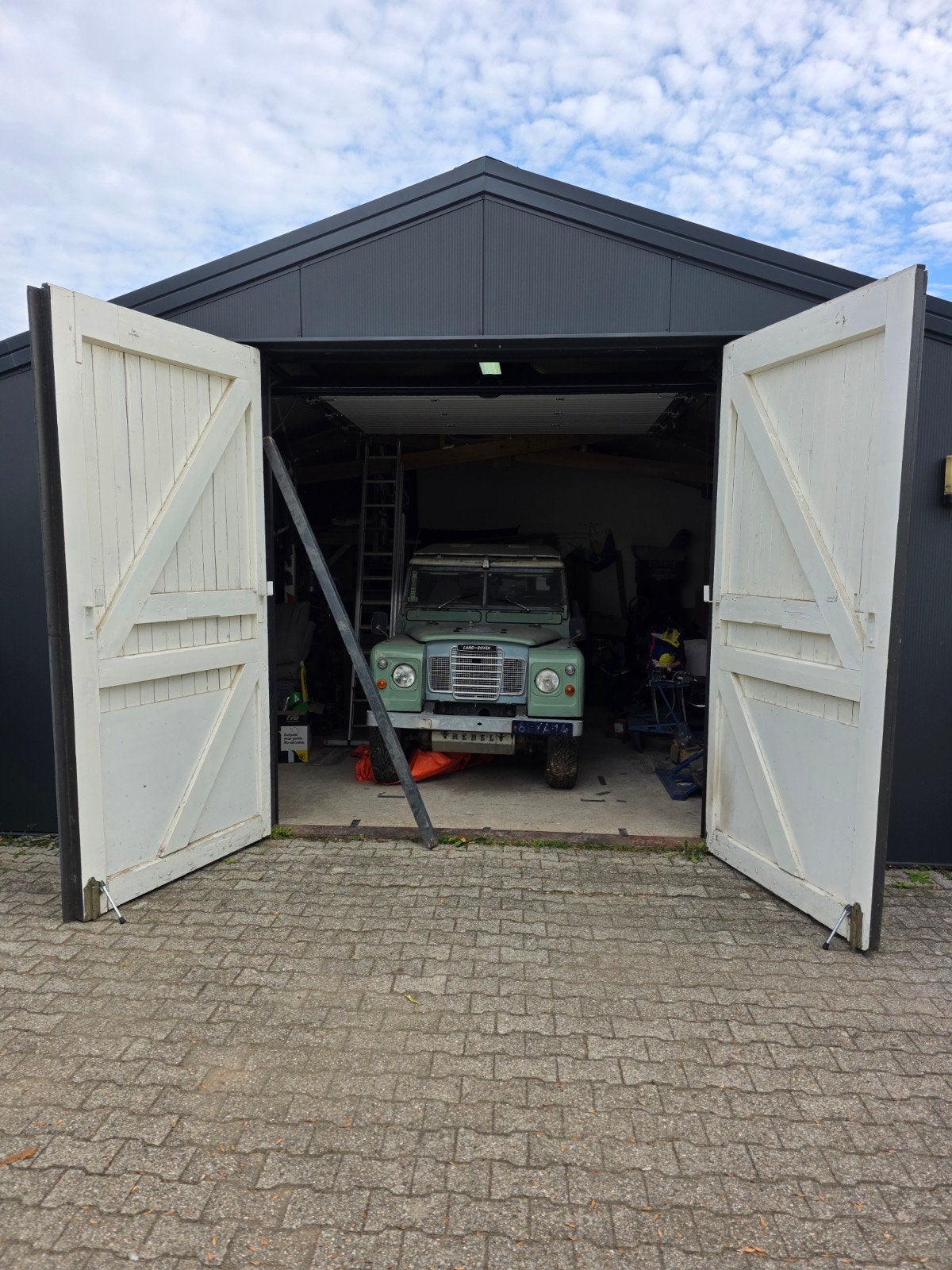 Set houten garagedeuren, schuur deuren, grote garagedeur, Ophalen, Gebruikt, Garagedeur, Hout