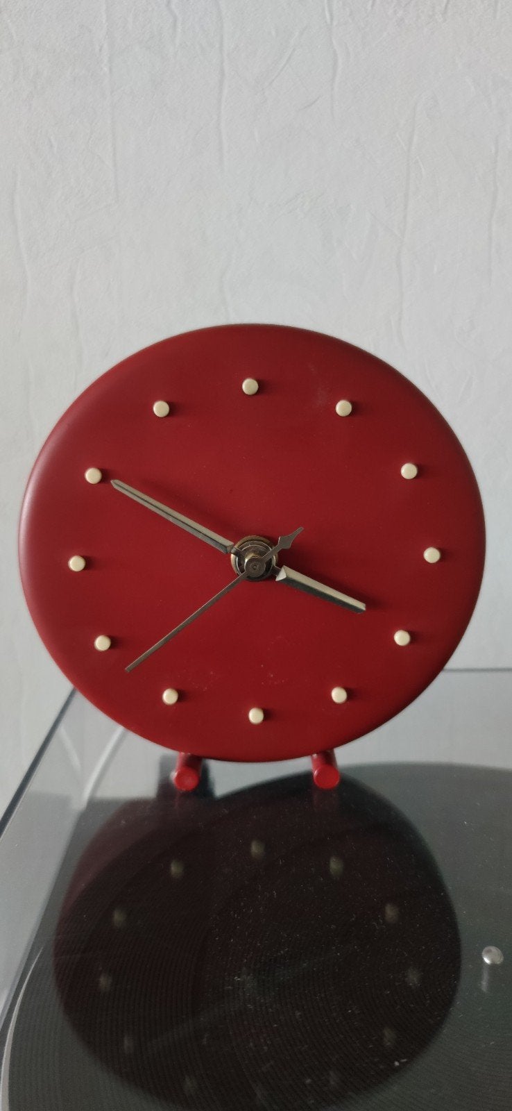 Prachtige Vintage NuFa Klok - Minimalistisch Rood, Ophalen