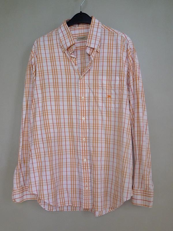 Burberry London overhemd, oranje geblokt, maat XL, Oranje, Ophalen of Verzenden, Zo goed als nieuw, Halswijdte 43/44 (XL)
