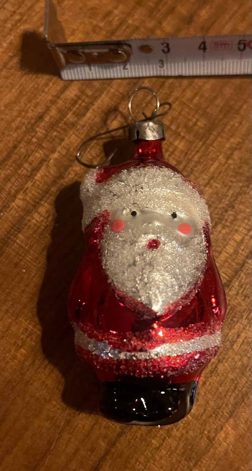 Antieke Glazen Kerstman met Mica Glitters, Ophalen, Gebruikt