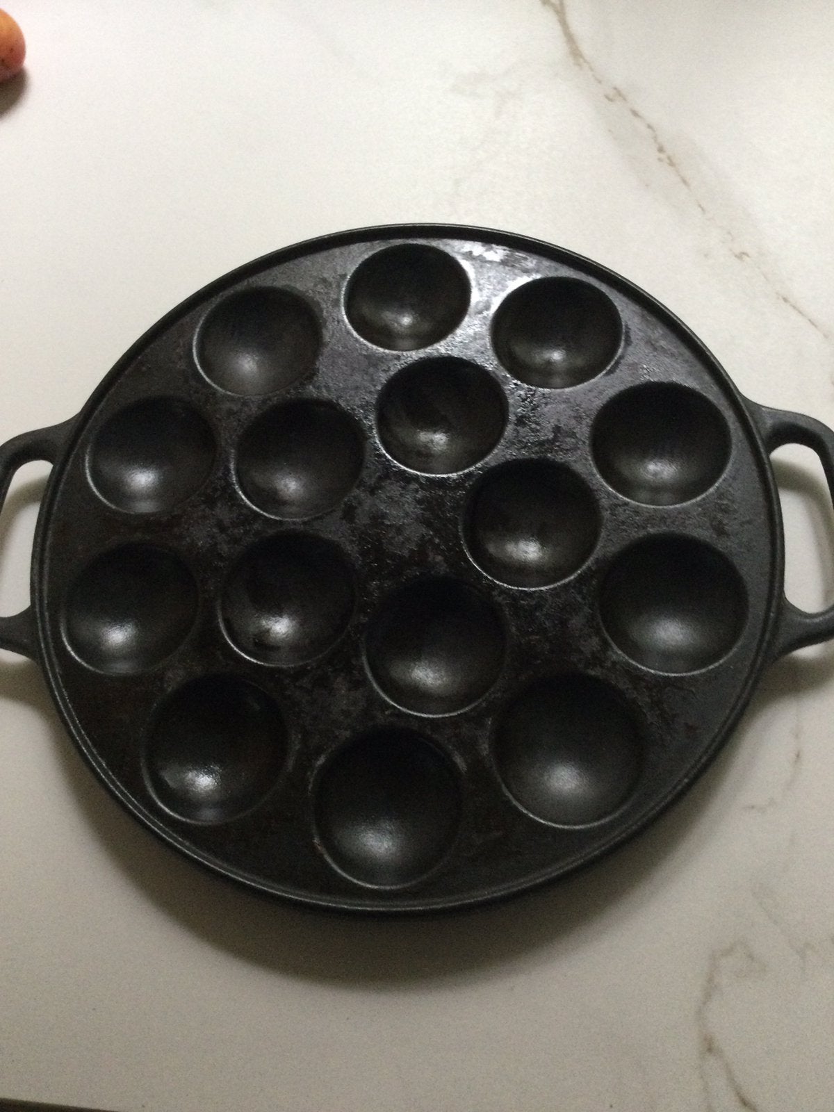 Gietijzeren poffertjes pan 24 cm, Ophalen of Verzenden, Zo goed als nieuw