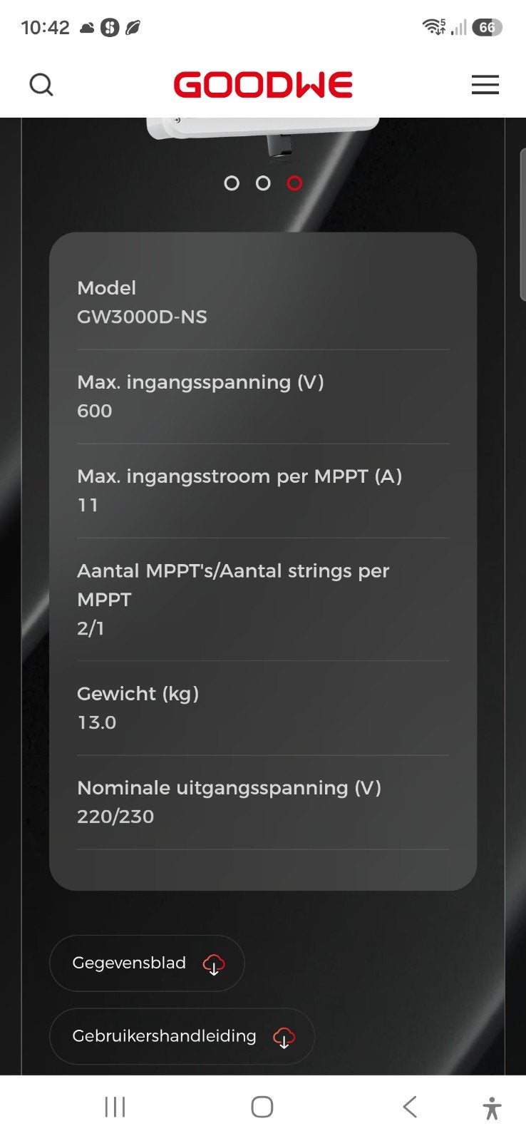 Goodwe GW 3000 D-NS omvormer - prima werkend, Ophalen, Gebruikt, Overige typen, 200 wattpiek of meer