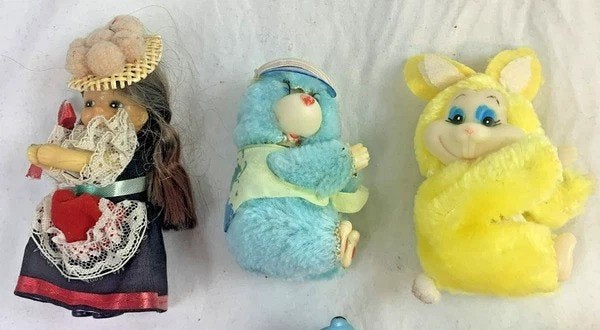 Knijppoppetjes pluche pencil huggers vintage set jaren 70 80, Coolsingel 104, 3011 AG Rotterdam, Netherlands, Verzenden, Zo goed als nieuw