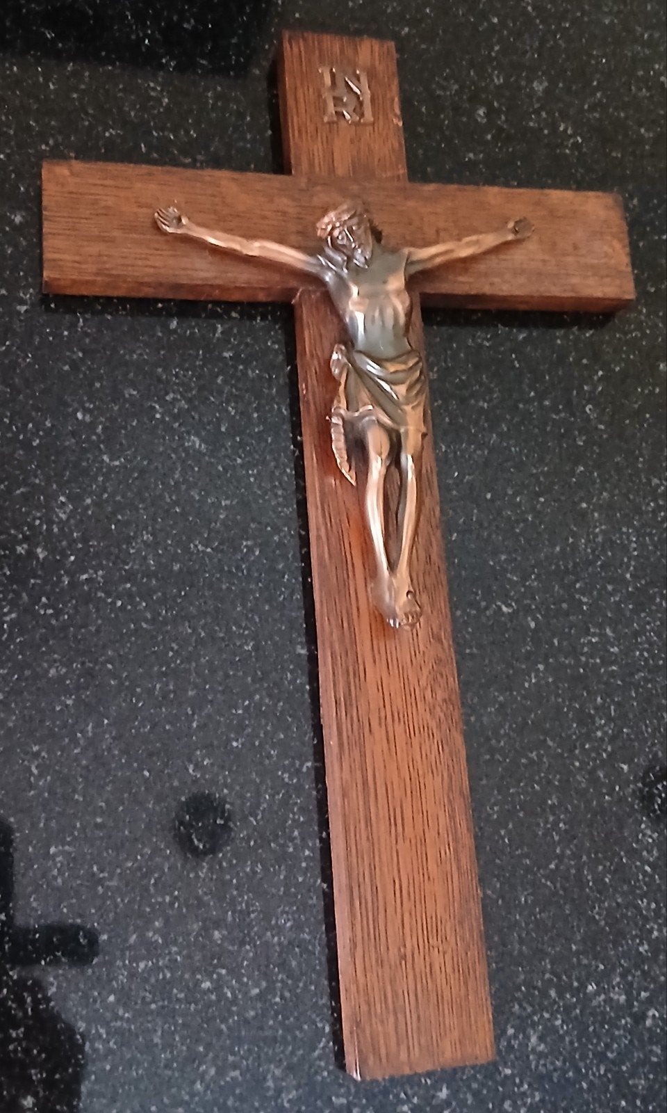 Katholiek wandkruis met afbeelding van Jezus erop, Ophalen of Verzenden, Gebruikt
