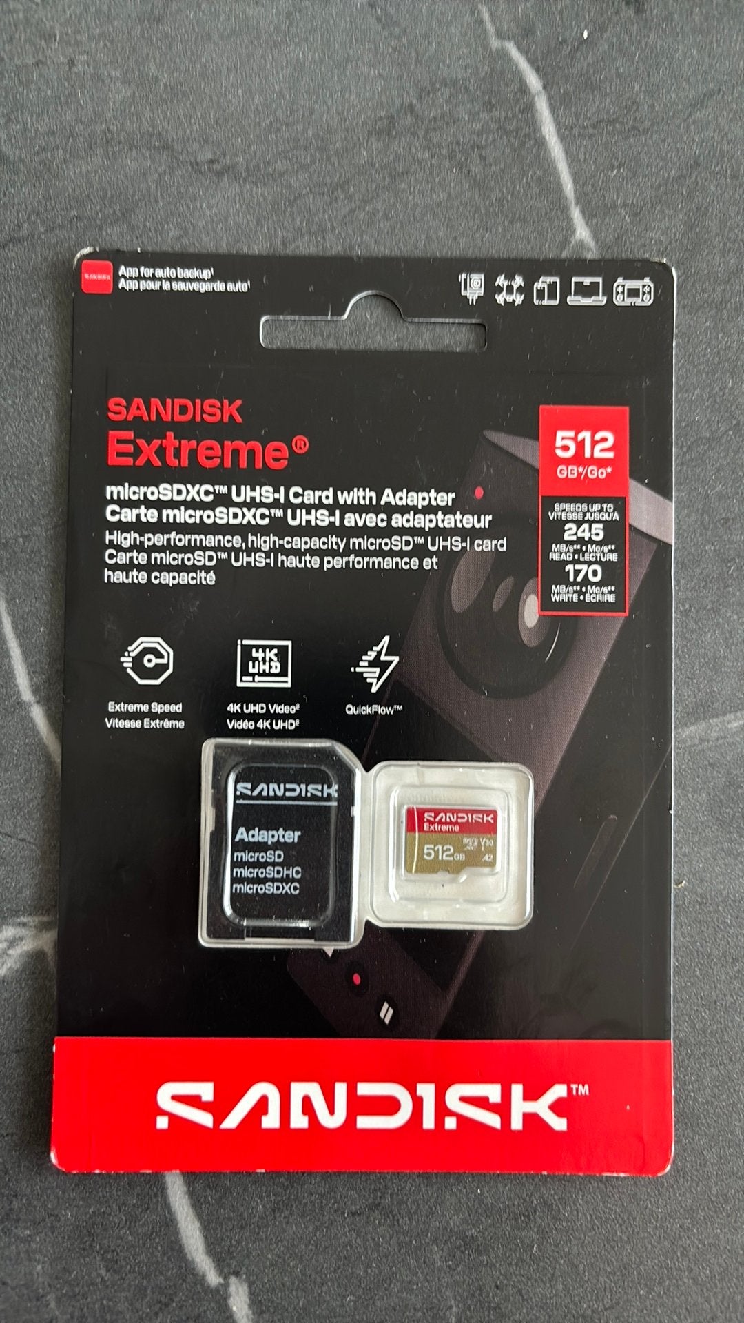SanDisk Extreme 512GB microSDXC – nieuw & ongeopend, Ophalen of Verzenden, Nieuw, Fotocamera
