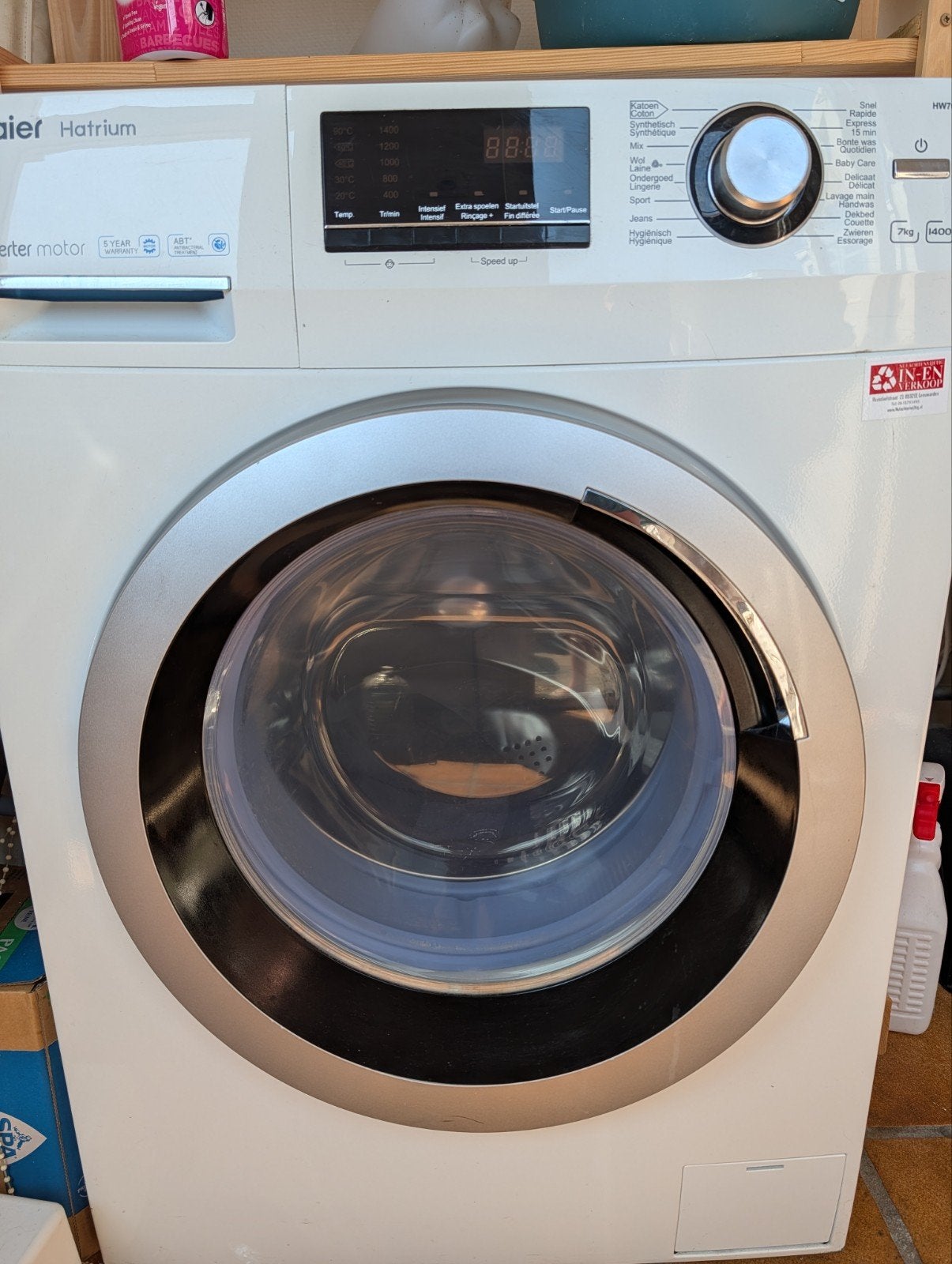 Haier HWT70-1401 Inverter Motor Wasmachine 7kg, Witgoed en Apparatuur, Wasmachines, Gebruikt, Voorlader, 6 tot 8 kg, 85 tot 90 cm