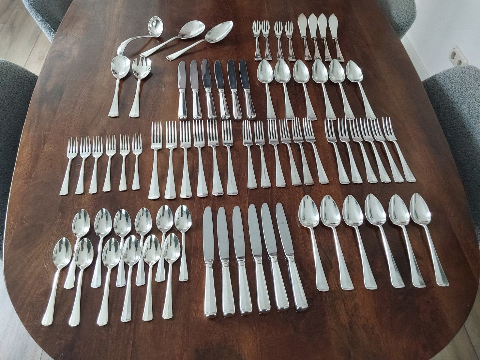 Haags Lofje zwaar verzilverd. 6 persoons, 73 delen., Antiek en Kunst, Ophalen of Verzenden