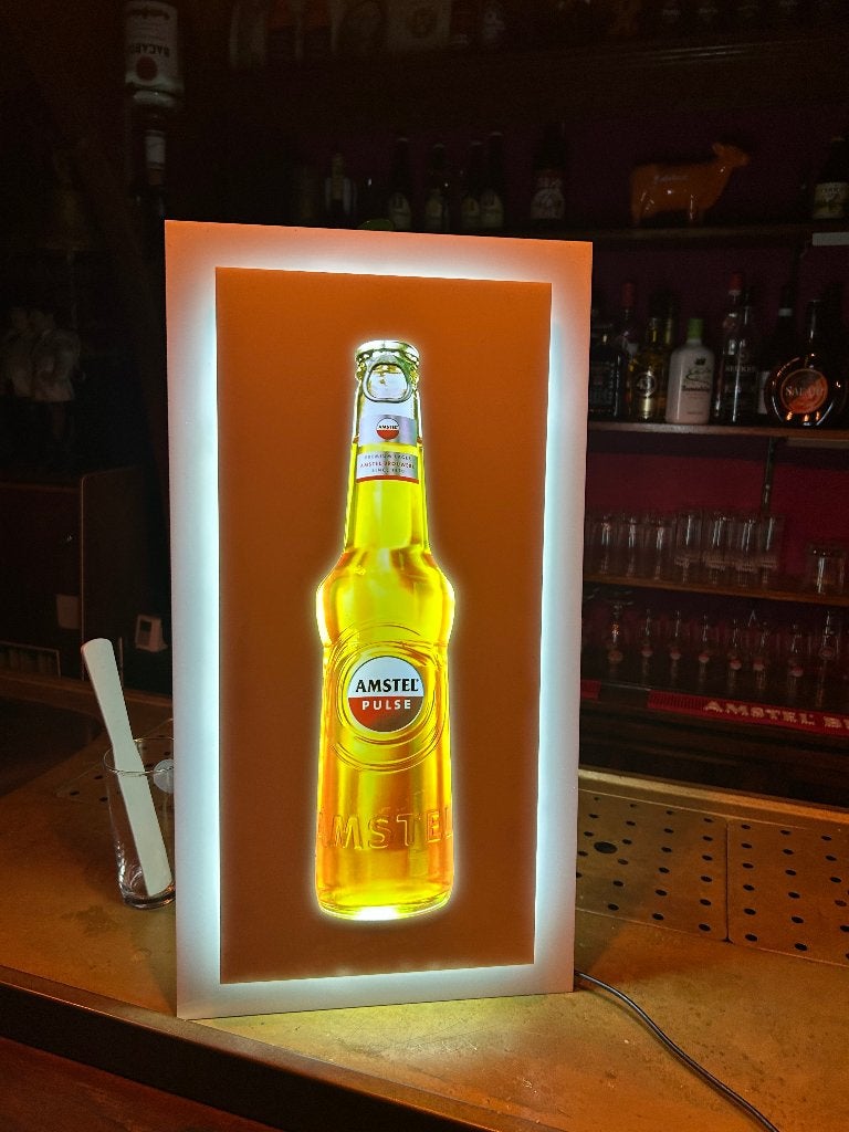 Amstel lamp, Ophalen, Zo goed als nieuw, Reclamebord, Plaat of Schild, Amstel