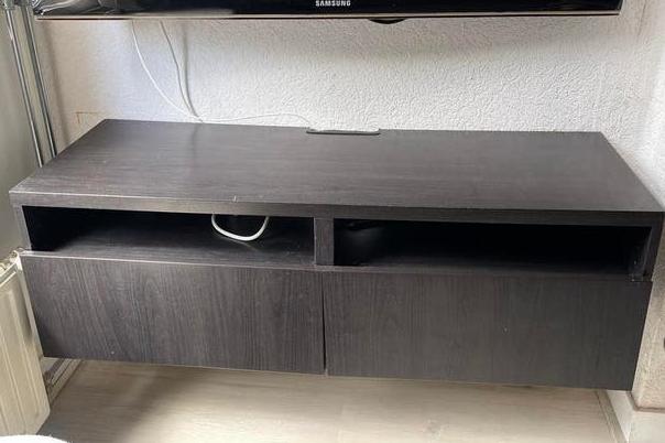 Ikea Besta TV meubel 120x42x48 zwartbruin, Huis en Inrichting, Kasten | Televisiemeubels, Ophalen, 100 tot 150 cm, Zo goed als nieuw