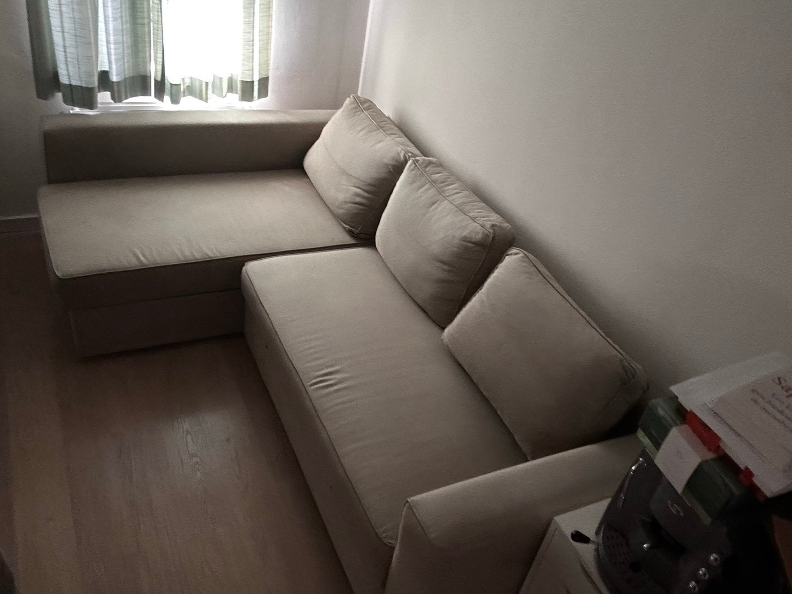 IKEA FRIHETEN hoekslaapbank met opbergruimte, Ophalen, Gebruikt, 125 tot 150 cm, Tweepersoons