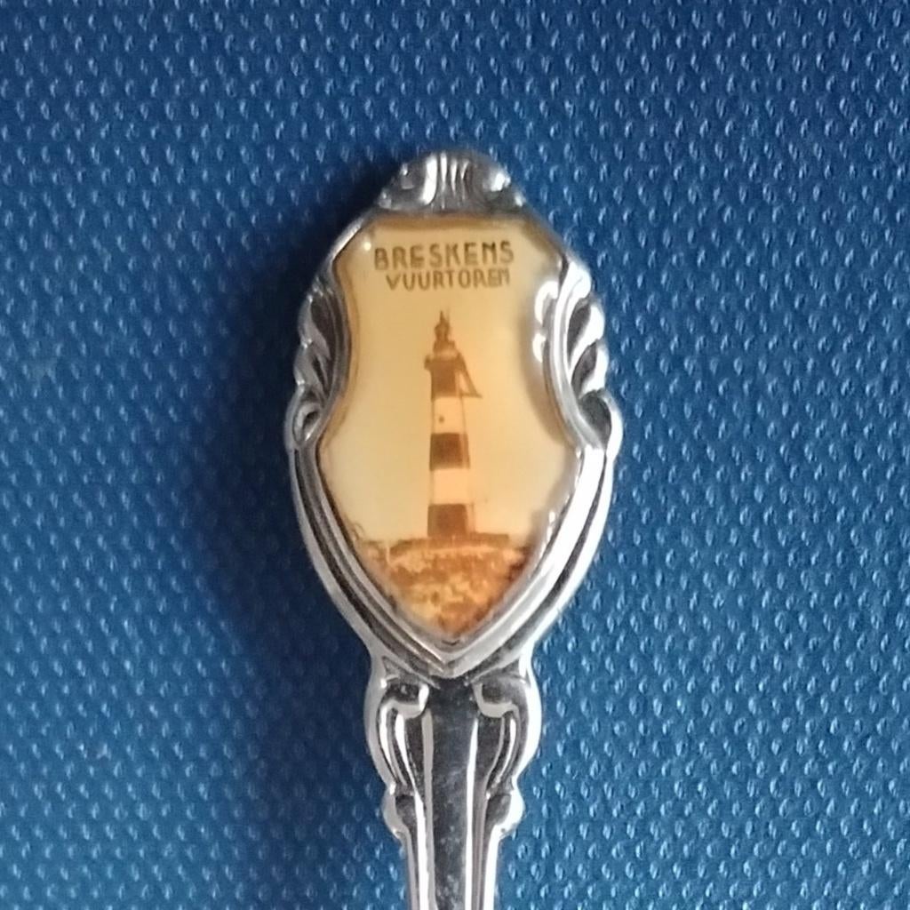 verzilverd lepeltje vuurtoren Breskens (P paardenhoofd R), Ophalen of Verzenden