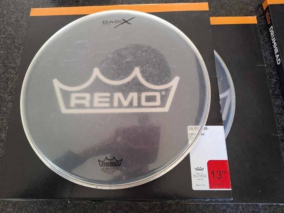 Drumstel/trommelvellen REMO 2 van 13 en 1 van 16, Ophalen of Verzenden, Gebruikt, Overige merken