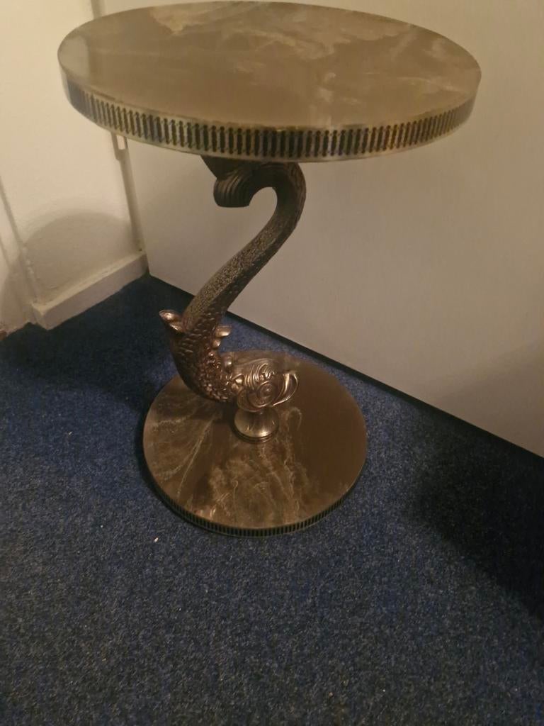 Unieke Bijzettafel met Dolfijn Voet - Vintage Stijl, Antiek en Kunst, Antiek | Meubels | Tafels, Ophalen of Verzenden