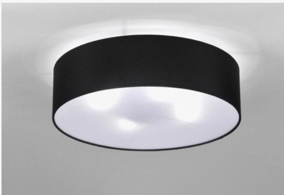 Lumidora Plafondlamp 71388 - 50cm Zwarte Stoffen Kap, Overige materialen, 50 cm, Modern, Zwart