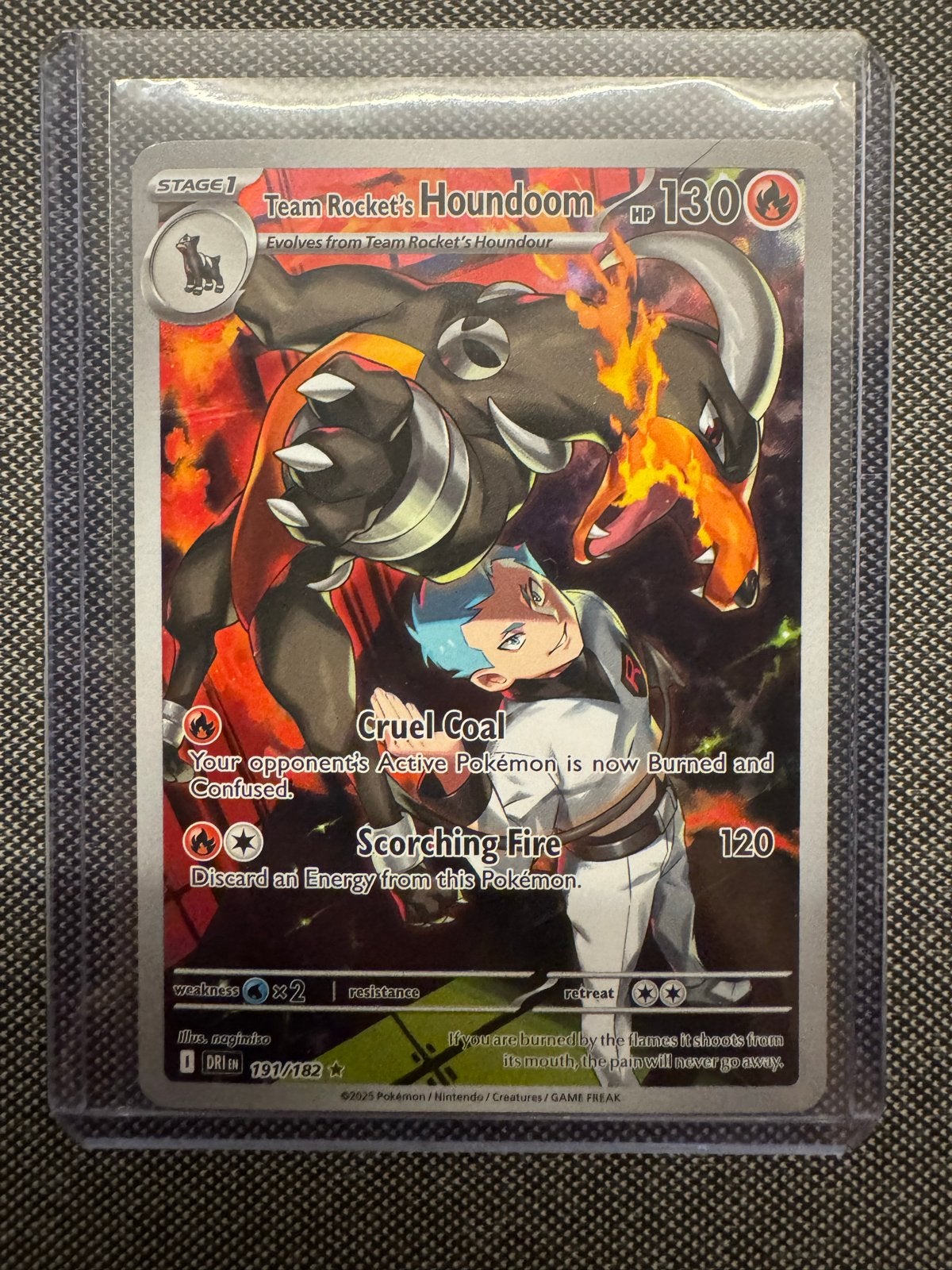 Team Rocket's Houndoom Full Art Pokémon Kaart, Ophalen of Verzenden, Zo goed als nieuw, Losse kaart