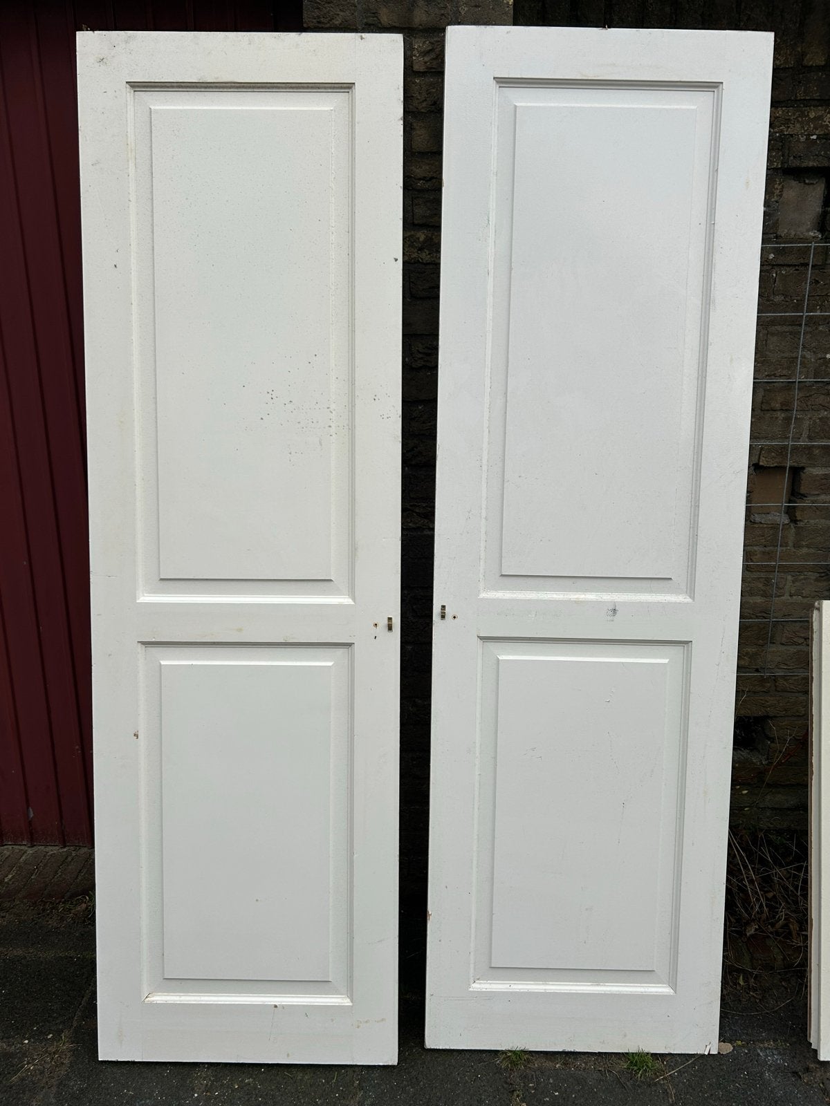 Set van 2 massieve openslaande Paneeldeuren - Wit Hout, Doe-het-zelf en Verbouw, 100 tot 120 cm, Gebruikt, Overige typen, Ophalen of Verzenden