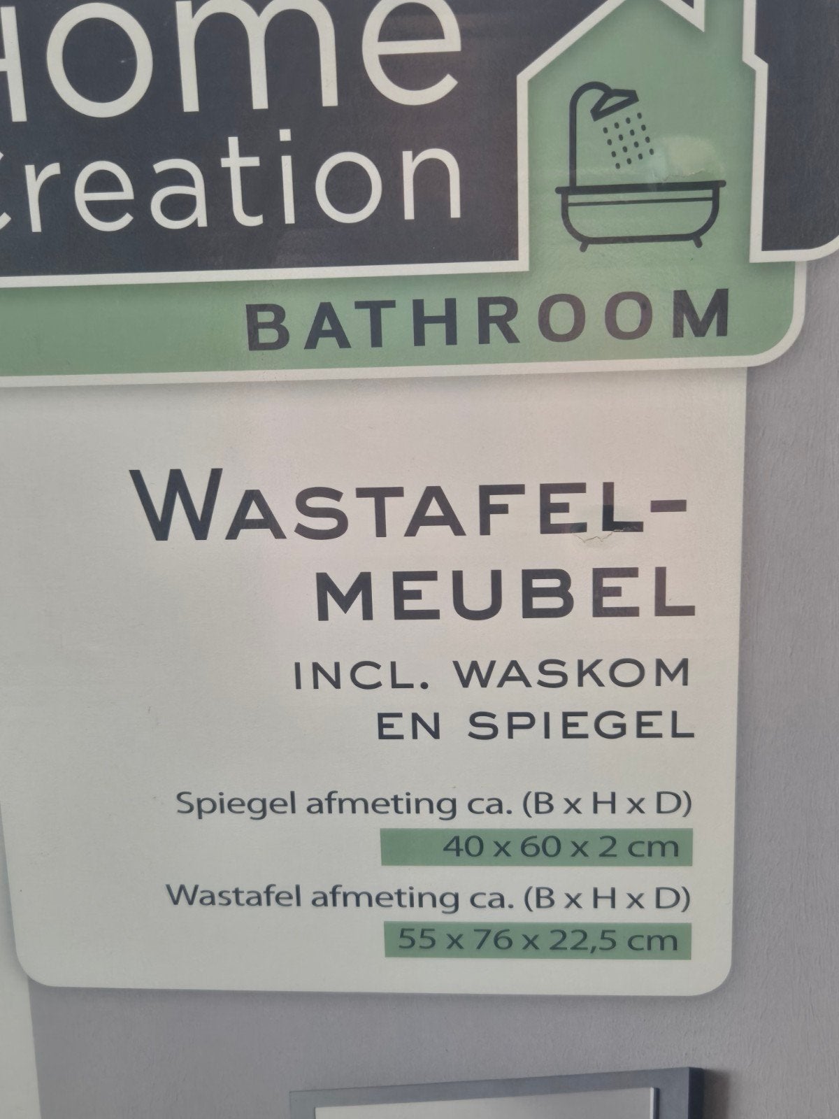 Home Creation Wastafelmeubel incl. waskom en spiegel, Ophalen, Nieuw, Wasbak of Wastafel