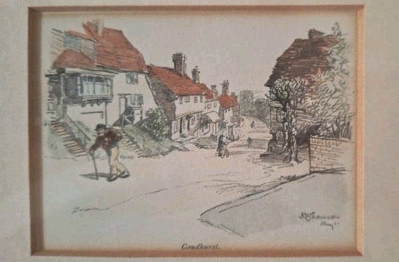 Goudhurst 1907 signed/handcoloured by illustrator Hugh Thoms, Antiek en Kunst, Dagelijks leven, 205 cm, Gesigneerd, Lithografie