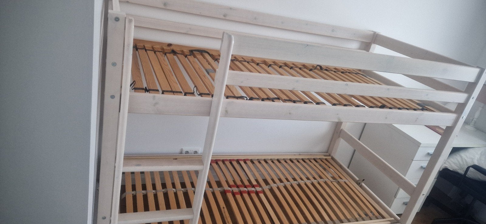 Stapelbed met lattenbodems - 90x200 cm, Ophalen, Gebruikt, 90 cm, Eenpersoons