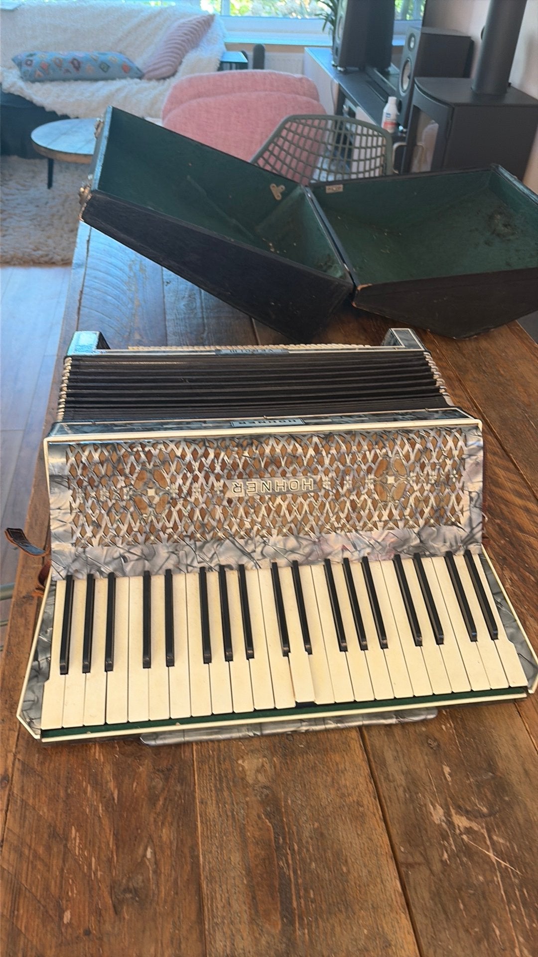 Hohner Verdi III Accordeon met koffer, Ophalen, Gebruikt, Overige formaten, Toetsaccordeon