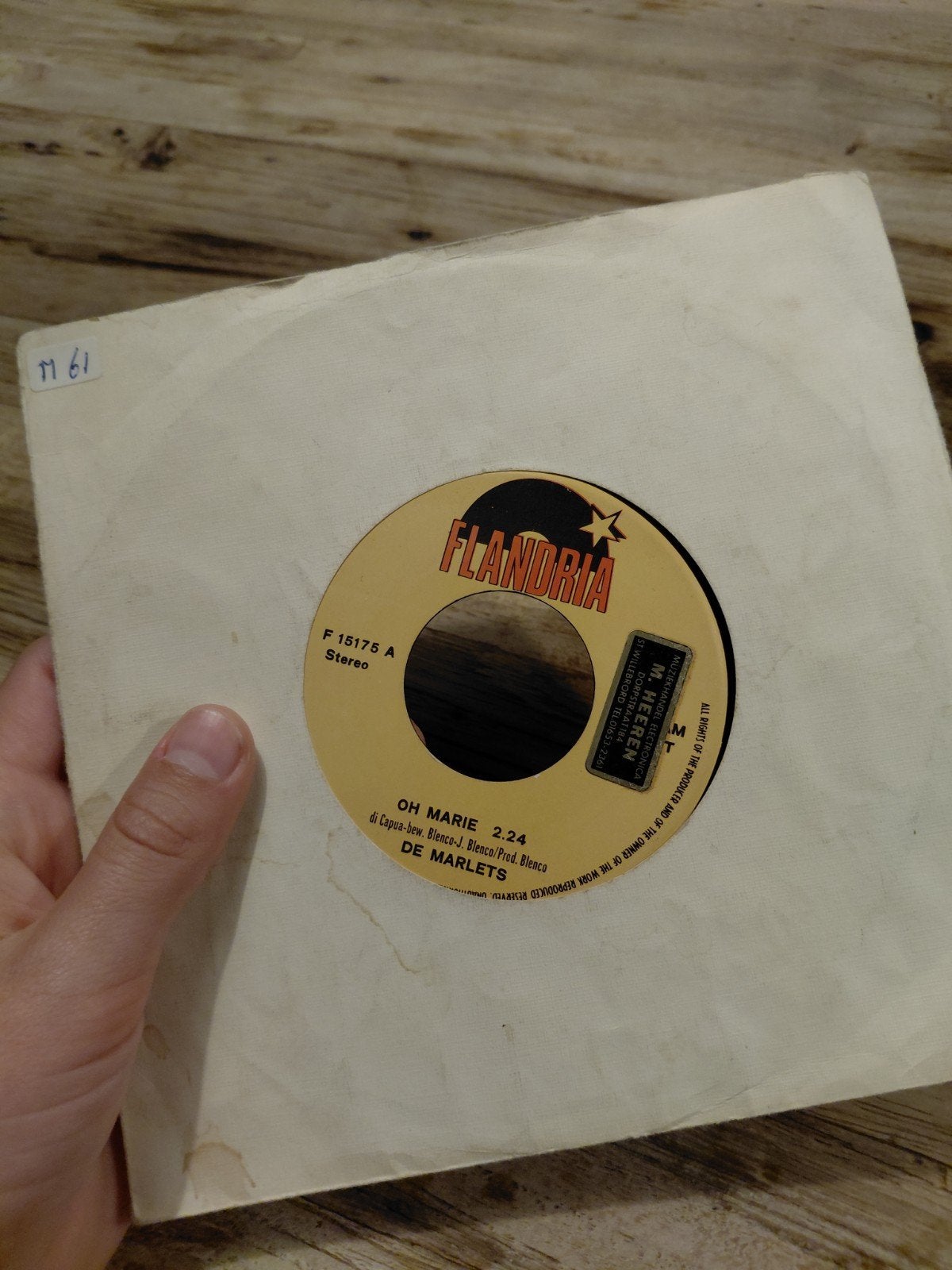 De Marlets - Oh Marie / Rode en Witte Anjers (Vinyl Single), Gebruikt, 7 inch, Ophalen of Verzenden, EP